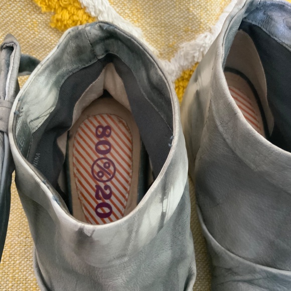 80% 20 Grey Tie Dye Leather Peep Toe Wedge Heel SIZE 9 - Picture 7 of 11